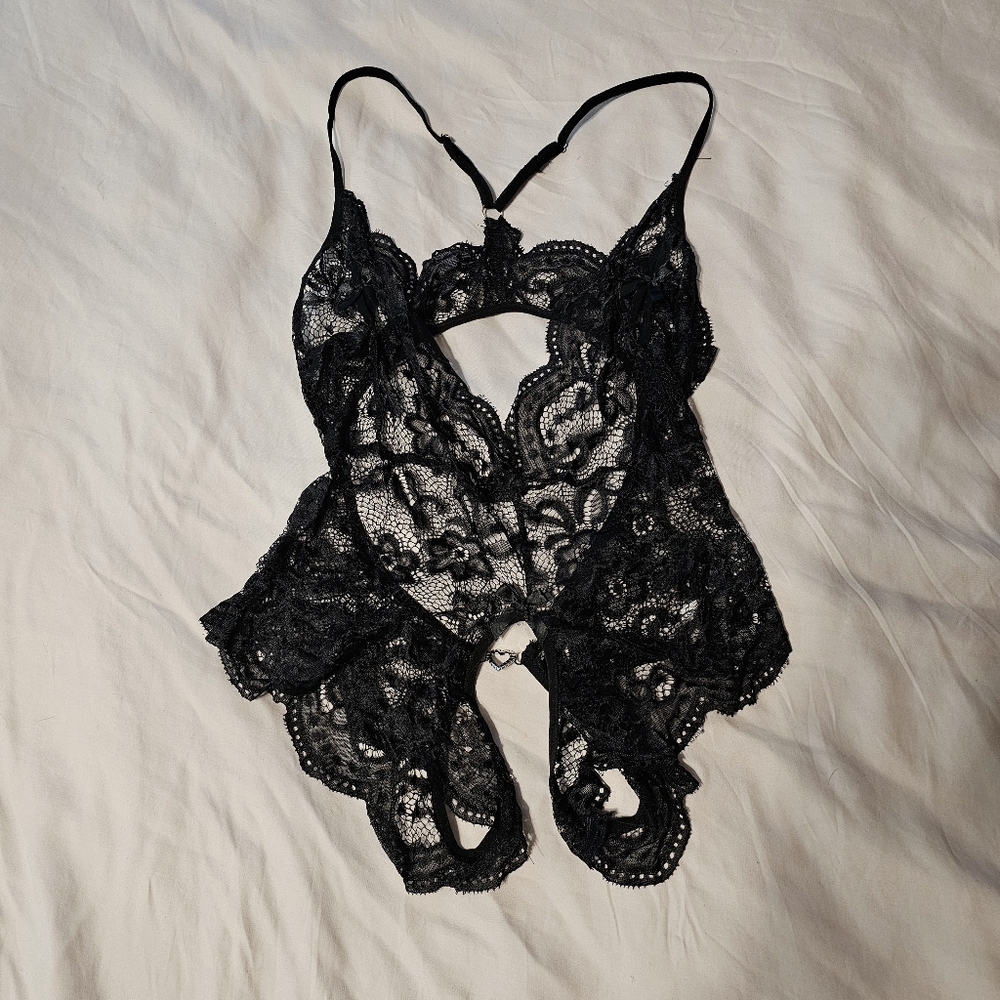 New Black Lace Sexy One Piece Lingerie Teddy